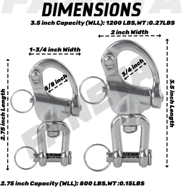 Faneta Swivel Snap Shackle Stainless Steel 2.75in-2