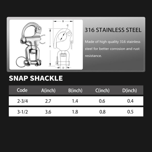 316 Stainless Steel Quick Release Snap Shackle Swivel Laorde-4