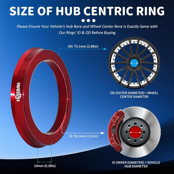Wheel Hub Ring LUJIANI Aluminum Center 73.1mm-1