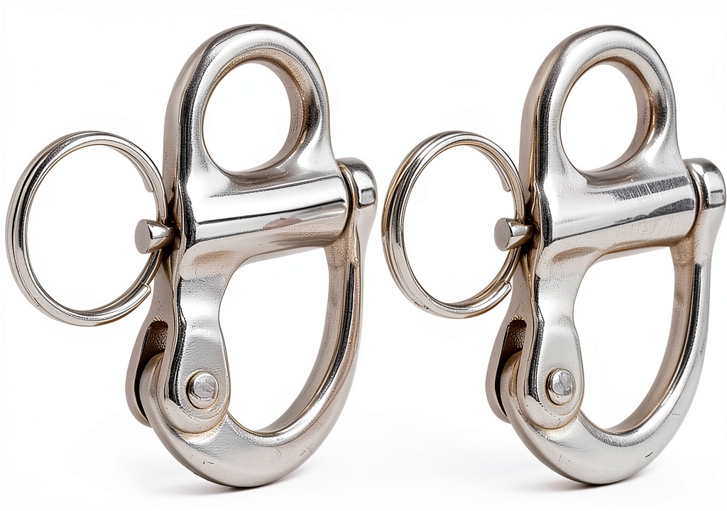 EEYAD stainless steel snap shackle attached to a sailing line