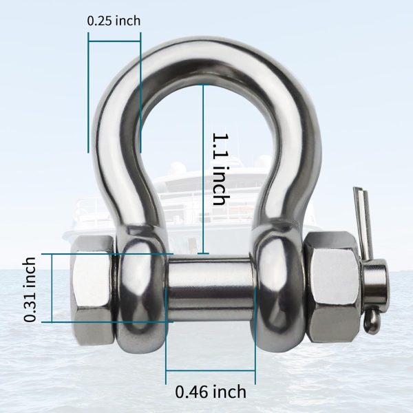 Stainless Steel D Ring Shackles by MEMUME for Boating-4