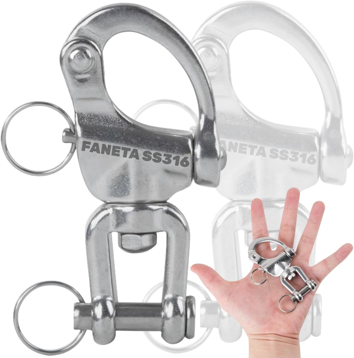 Faneta swivel snap shackle installed on a sailing rigging