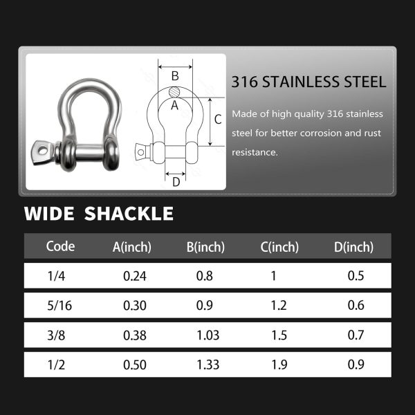 316 Stainless Steel Shackles by Laorde for Sailing Rigging-4