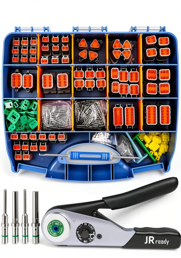 JRready Deutsch DT Connector Kit 439-Piece Crimp Tool Nickel Terminals-0